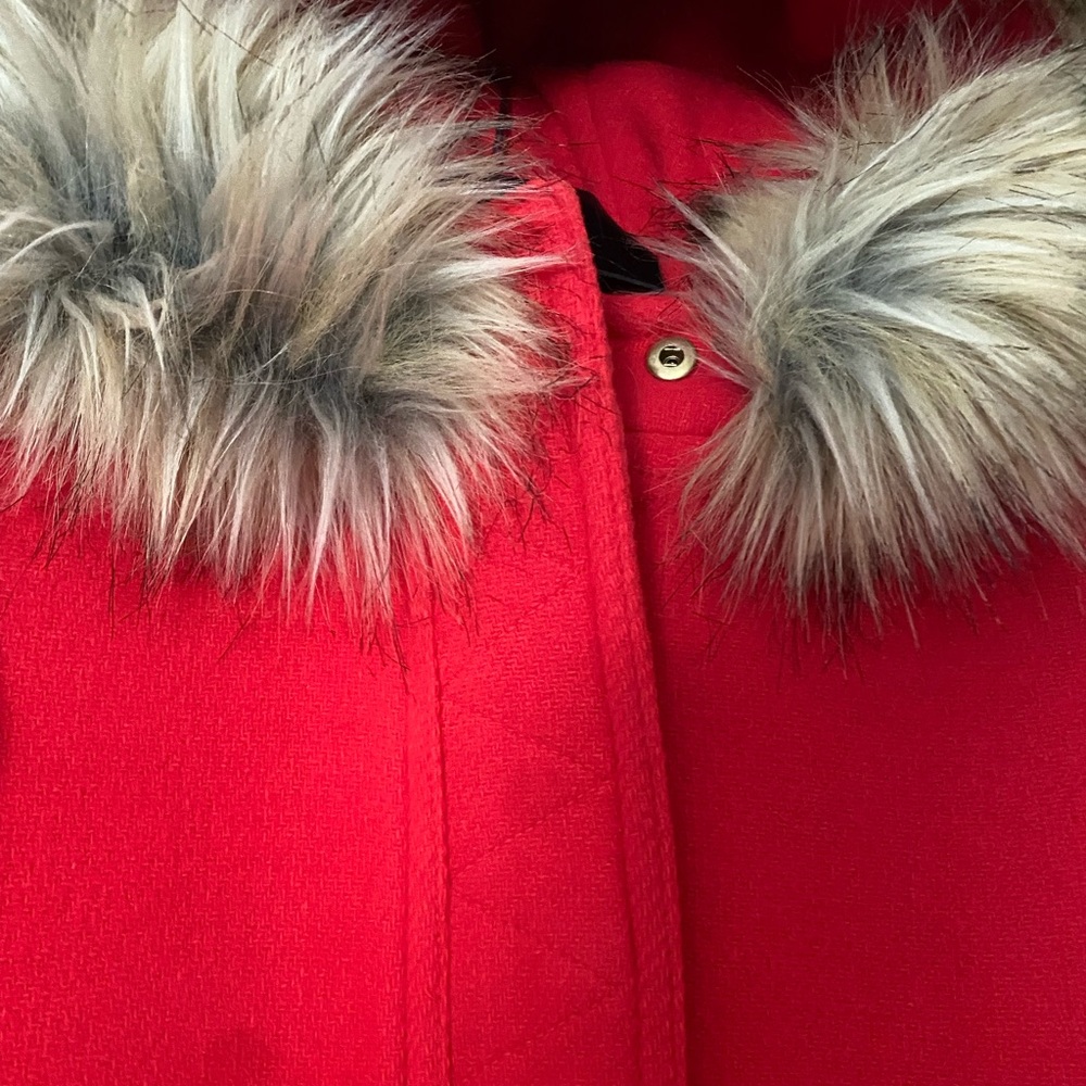 J. Crew Womens Nello Gori Italian Wool Stadium Cloth Coat Faux Fur Size 2 - Picture 5 of 7